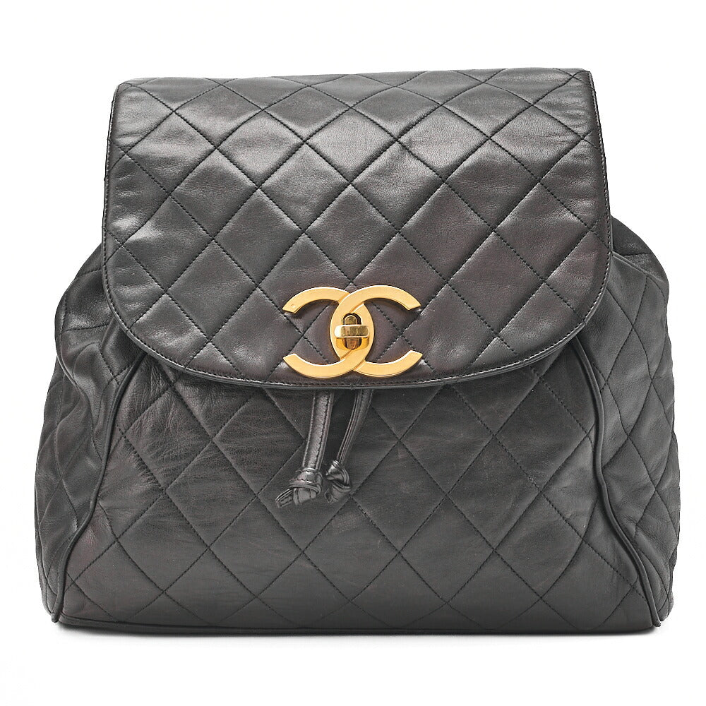 CHANEL Shoulder Bag Rucksack Lambskin Matelasse Deca Coco Turnlock Black Gold-Tone Hardware, Pre-Owned
