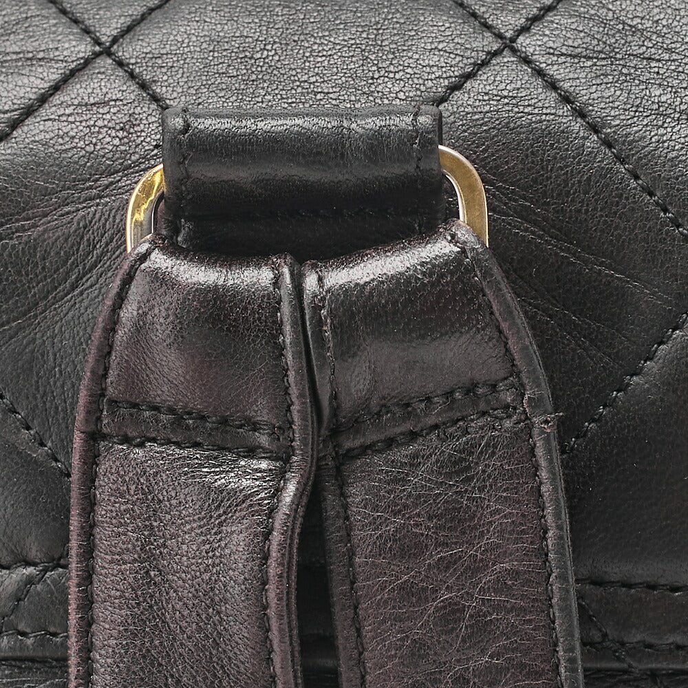 CHANEL Shoulder Bag Rucksack Lambskin Matelasse Deca Coco Turnlock Black Gold-Tone Hardware, Pre-Owned