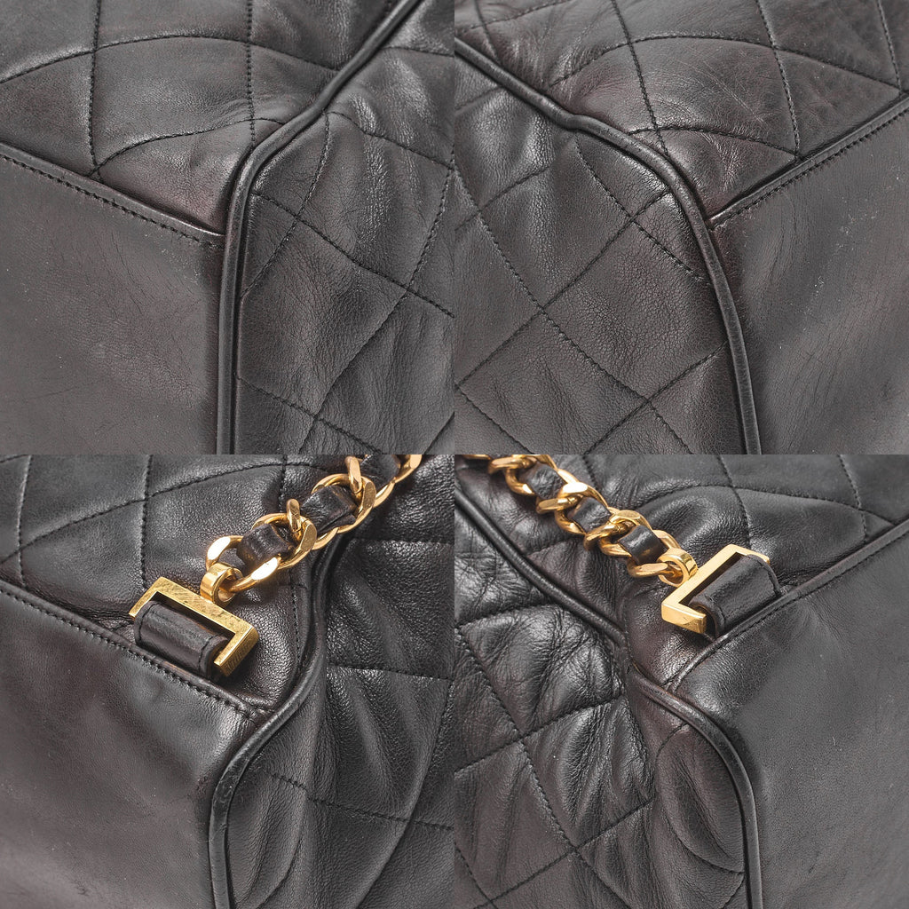 CHANEL Shoulder Bag Rucksack Lambskin Matelasse Deca Coco Turnlock Black Gold-Tone Hardware, Pre-Owned
