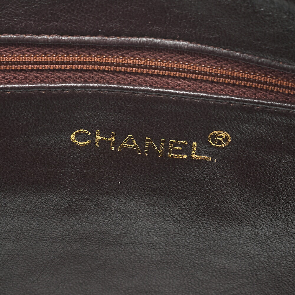 CHANEL Caviar Skin Coco Mark Ball Charm Diagonal Stitch Chain Shoulder Brown Gold-Tone Hardware, Pre-Owned