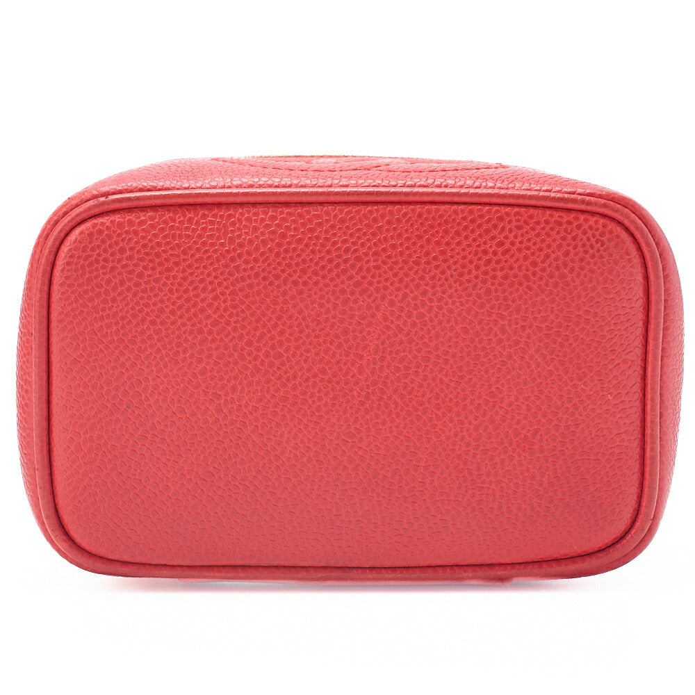 CHANEL Coco Mark Vanity Handbag Caviar Skin Red Mini Size Gold-Tone Hardware, Pre-Owned