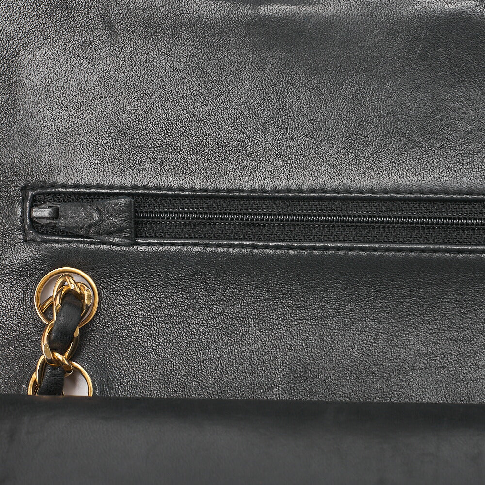 CHANEL Matlassse Double Flap 23cm Chain Shoulder Lambskin Black Gold-Tone Hardware, Pre-Owned