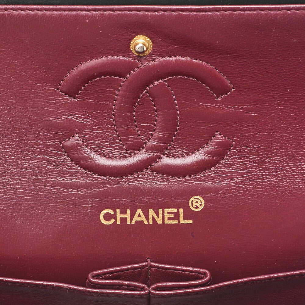 CHANEL Matlassse Double Flap 23cm Chain Shoulder Lambskin Black Gold-Tone Hardware, Pre-Owned