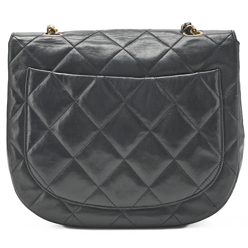 CHANEL Matelasse Big Coco Round Flap Single Push Lock Chain Shoulder Lambskin Black Gold-Tone Hardware, Pre-Owned