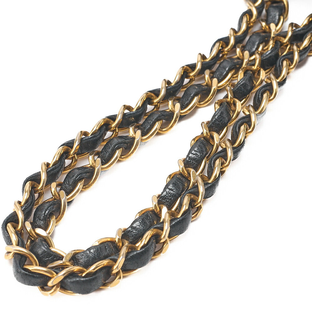 CHANEL Matelasse Wave Flap Double Flap 25cm Chain Shoulder Lambskin Black Gold-Tone Hardware, Pre-Owned