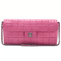 CHANEL Chanel Chocolate Bar Single Pull Chain Shoulder Lambskin Pink Silver-Tone Hardware, Pre-Owned
