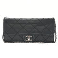 CHANEL Lambskin Matelasse Ultra Stitch Single Chain Wallet Black Silver-Tone Hardware, Pre-Owned