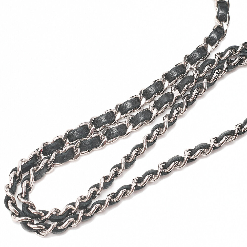 CHANEL Lambskin Matelasse Ultra Stitch Single Chain Wallet Black Silver-Tone Hardware, Pre-Owned