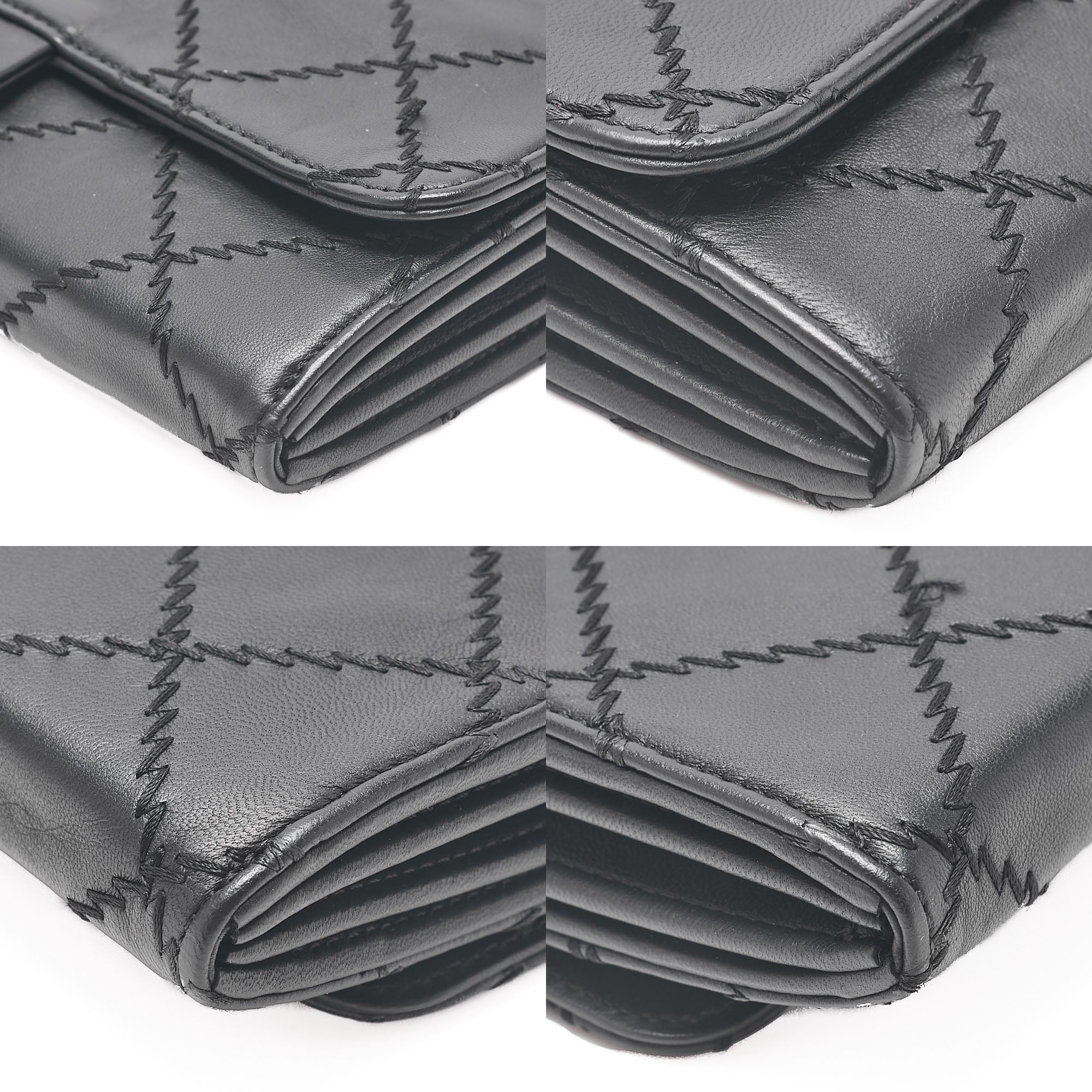 CHANEL Lambskin Matelasse Ultra Stitch Single Chain Wallet Black Silver-Tone Hardware, Pre-Owned