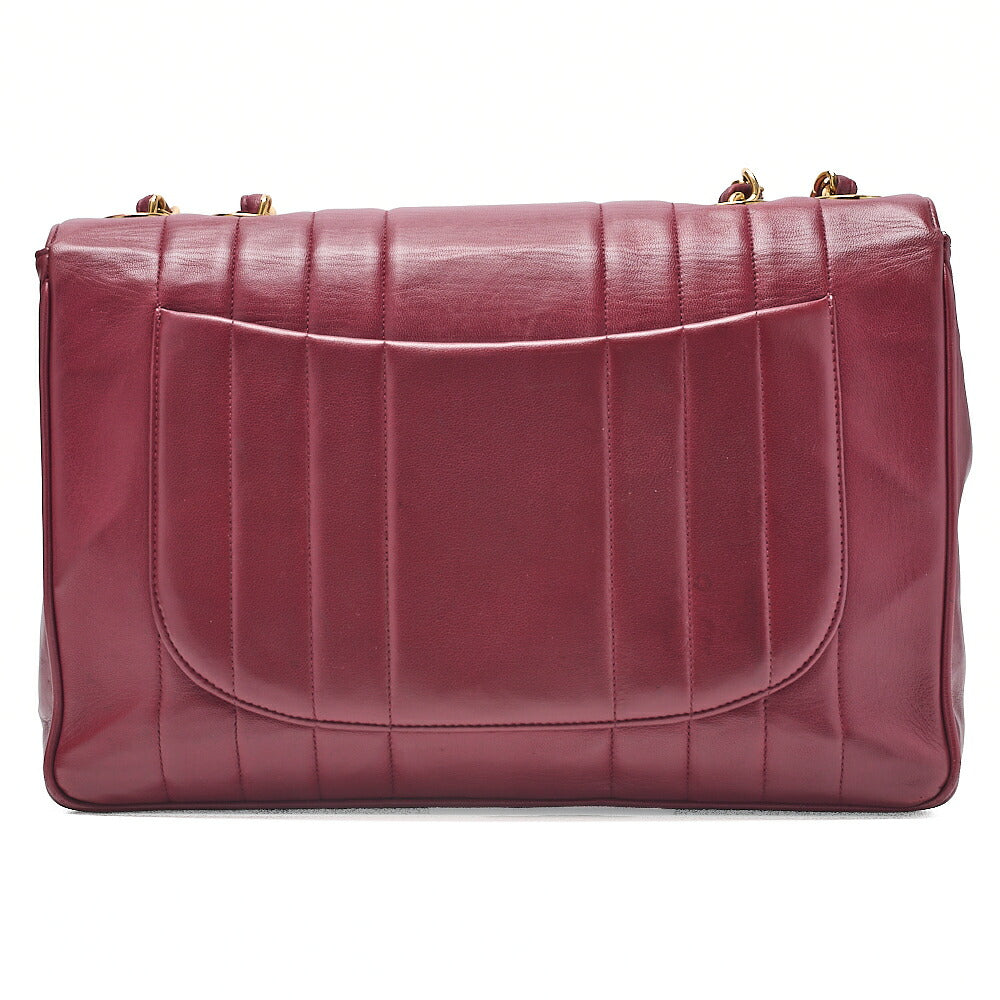CHANEL Chain Shoulder Bag Coco Mark Deca Matrasse 30cm Mademoiselle Single Flap Lambskin Red Gold-Tone Hardware, Pre-Owned