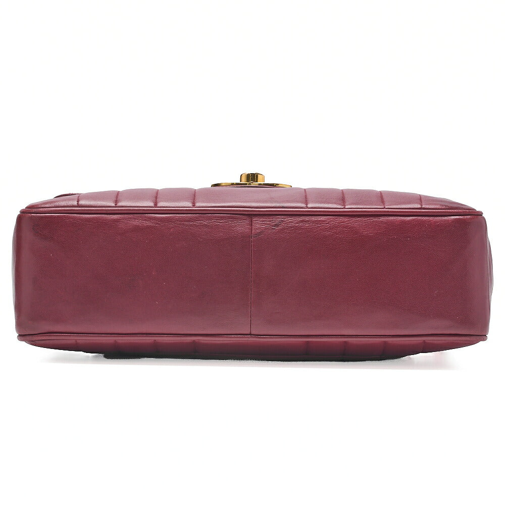 CHANEL Chain Shoulder Bag Coco Mark Deca Matrasse 30cm Mademoiselle Single Flap Lambskin Red Gold-Tone Hardware, Pre-Owned