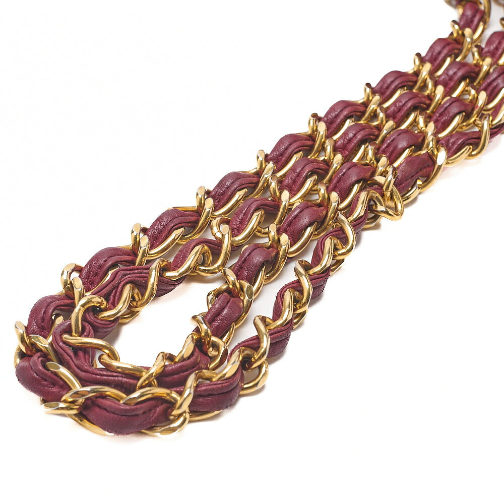 CHANEL Chain Shoulder Bag Coco Mark Deca Matrasse 30cm Mademoiselle Single Flap Lambskin Red Gold-Tone Hardware, Pre-Owned