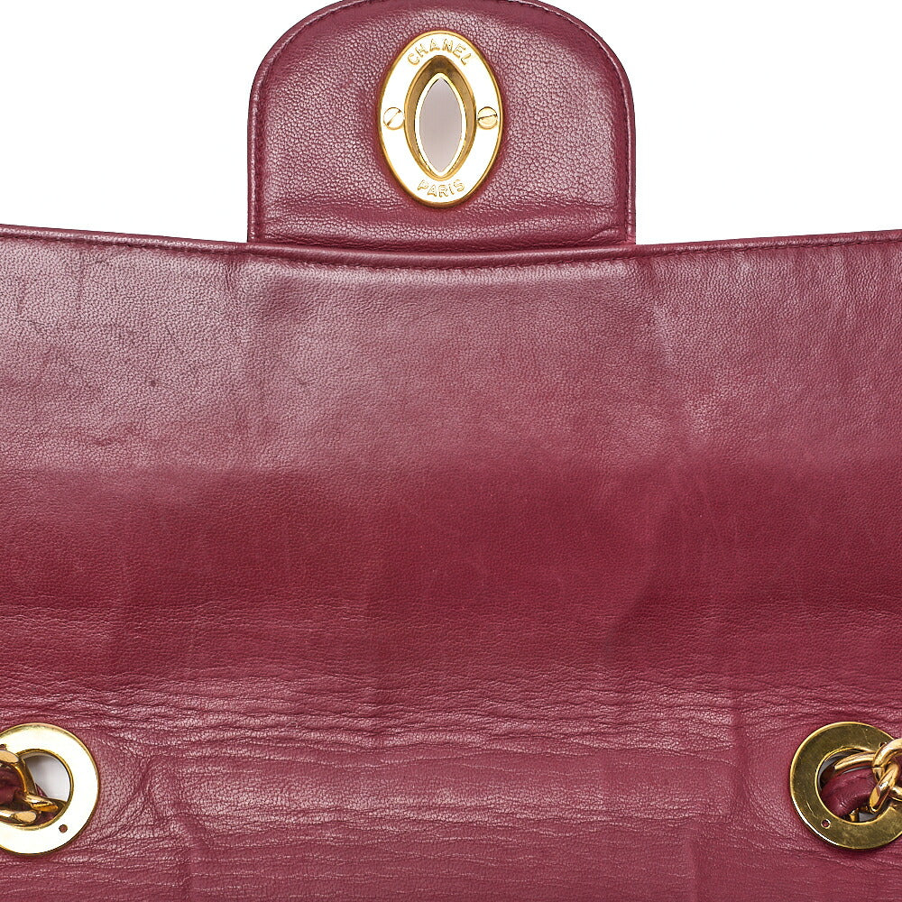 CHANEL Chain Shoulder Bag Coco Mark Deca Matrasse 30cm Mademoiselle Single Flap Lambskin Red Gold-Tone Hardware, Pre-Owned