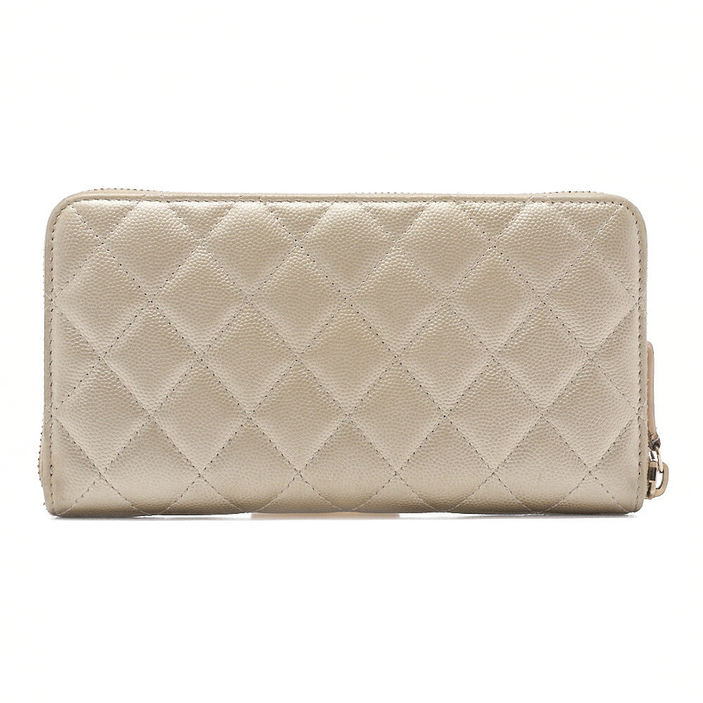 CHANEL Matelasse Round Long Wallet Caviar Skin Gold Gold-Tone Hardware, Pre-Owned