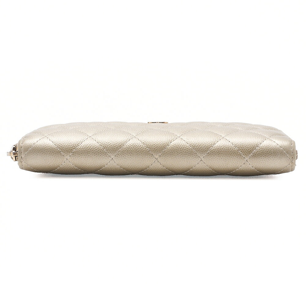 CHANEL Matelasse Round Long Wallet Caviar Skin Gold Gold-Tone Hardware, Pre-Owned