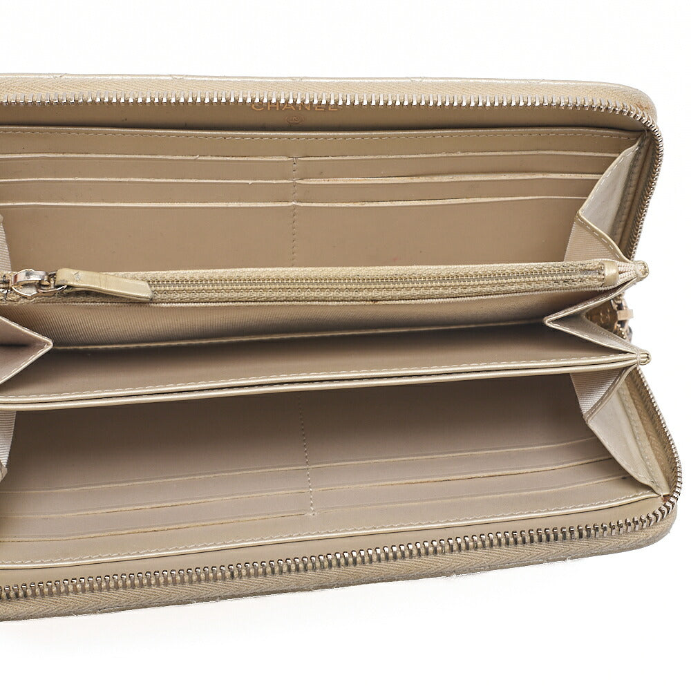 CHANEL Matelasse Round Long Wallet Caviar Skin Gold Gold-Tone Hardware, Pre-Owned