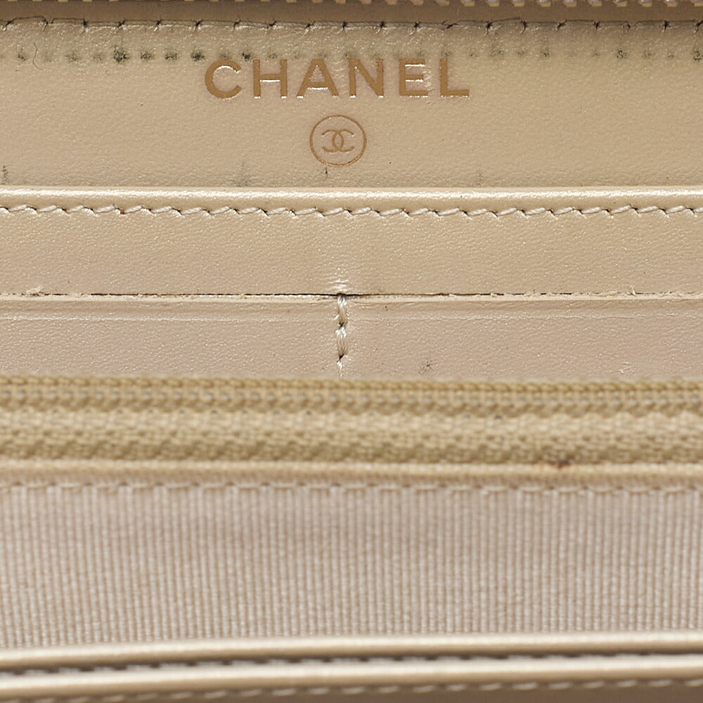 CHANEL Matelasse Round Long Wallet Caviar Skin Gold Gold-Tone Hardware, Pre-Owned