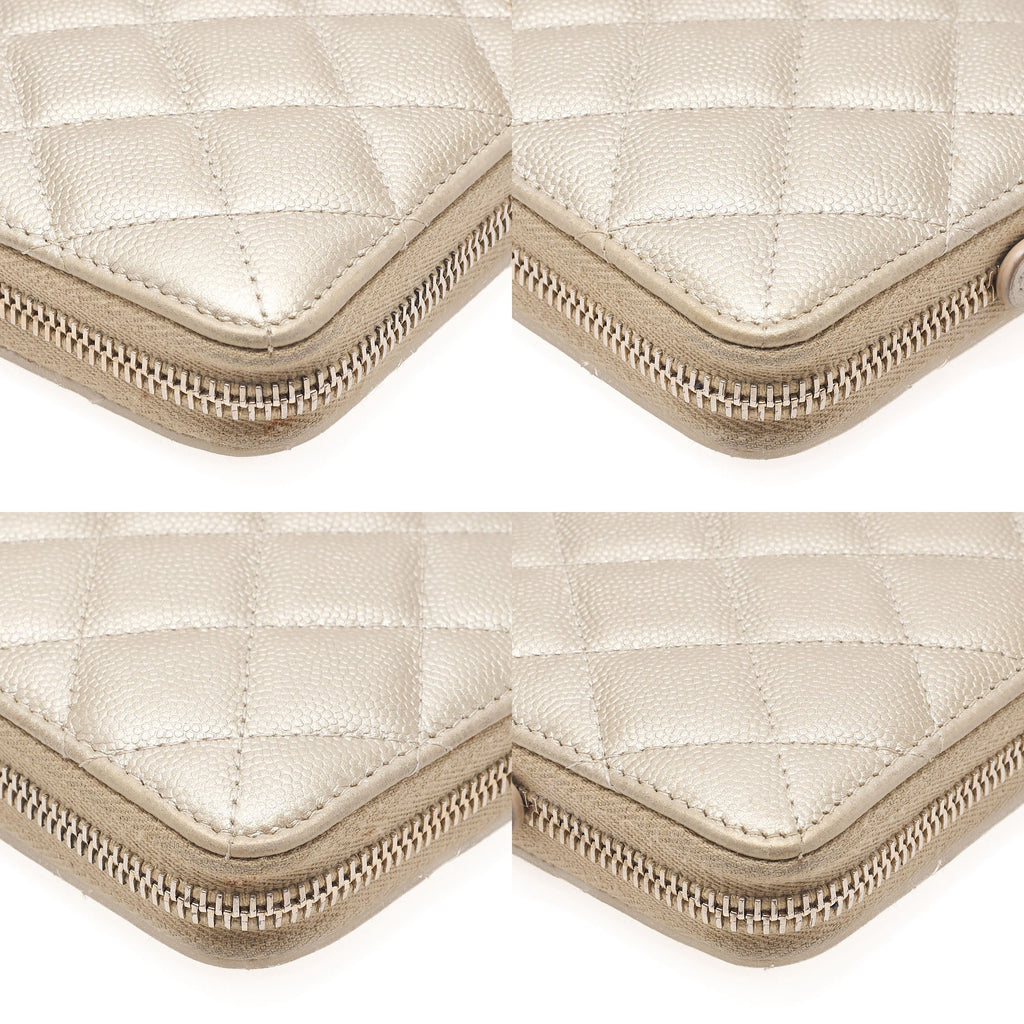 CHANEL Matelasse Round Long Wallet Caviar Skin Gold Gold-Tone Hardware, Pre-Owned