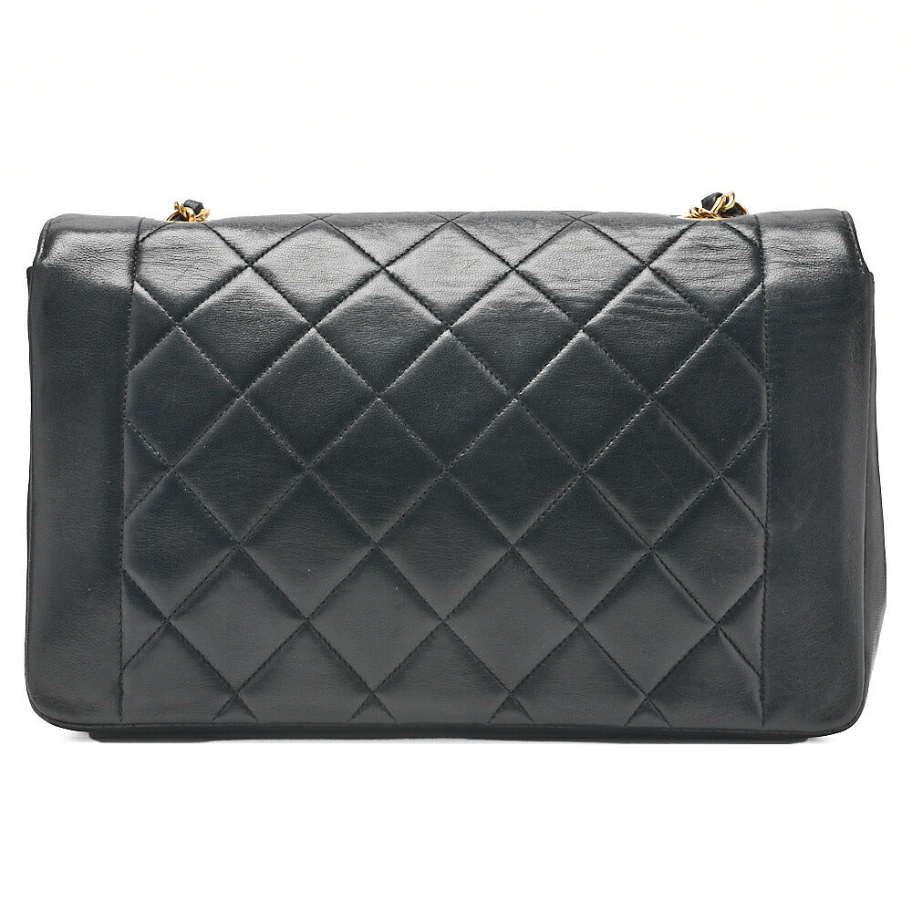 CHANEL Matelasse Diana Flap 25cm Chain Shoulder Lambskin Black Gold -Tone Hardware, Pre-Owned