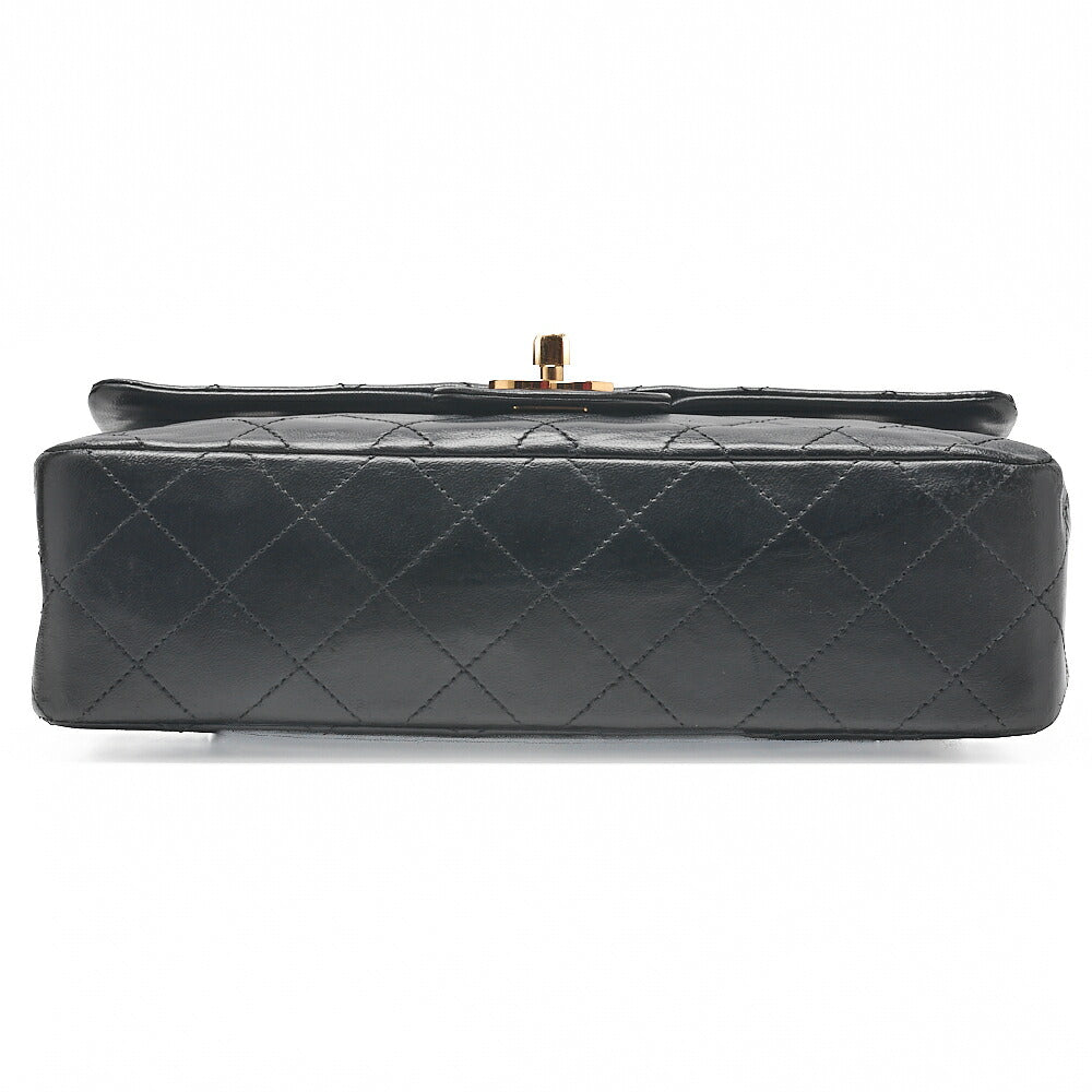 CHANEL Matlasse 23cm Double Flap Chain Shoulder Bag Lambskin Black Gold-Tone Hardware, Pre-Owned