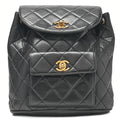 CHANEL Matlasse W Turnlock Chain Backpack Lambskin Black Gold-Tone Hardware, Pre-Owned