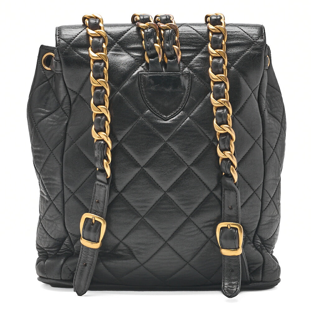 CHANEL Matlasse W Turnlock Chain Backpack Lambskin Black Gold-Tone Hardware, Pre-Owned