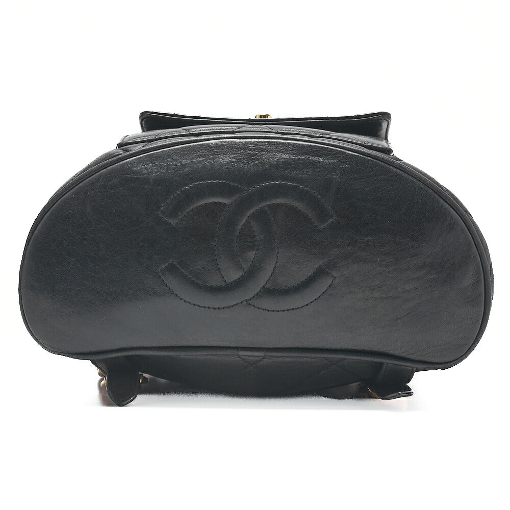 CHANEL Matlasse W Turnlock Chain Backpack Lambskin Black Gold-Tone Hardware, Pre-Owned