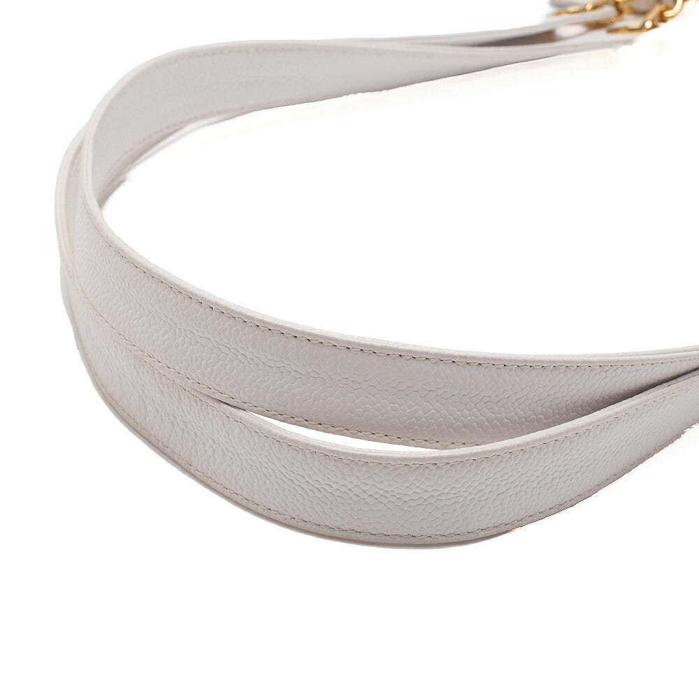 CHANEL Caviar Skin Triple Coco W Chain Shoulder White Gold-Tone Hardware, Pre-Owned