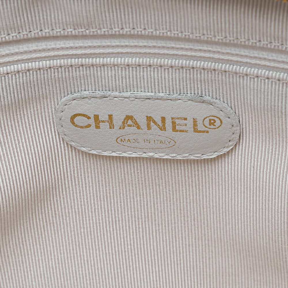 CHANEL Caviar Skin Triple Coco W Chain Shoulder White Gold-Tone Hardware, Pre-Owned