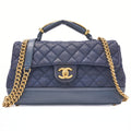CHANEL Chain Shoulder Bag Matelasse Turnlock 2-Way Shoulder Bag Caviar Skin Navy Gold-Tone Hardware, Pre-Owned