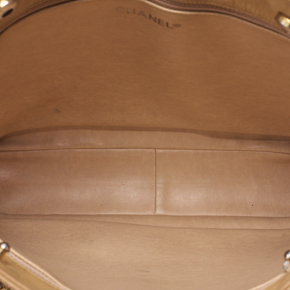 CHANEL Matelasse with Charm Chain Shoulder Lambskin Beige Gold-Tone Hardware, Pre-Owned