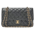 CHANEL Caviar Skin Matrasse 25cm Double Flap Chain Shoulder Black Gold-Tone Hardware, Pre-Owned
