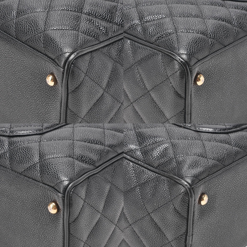CHANEL Handbag Boston Bag Caviar Skin Matelasse Cocomark Black Gold-Tone Hardware, Pre-Owned