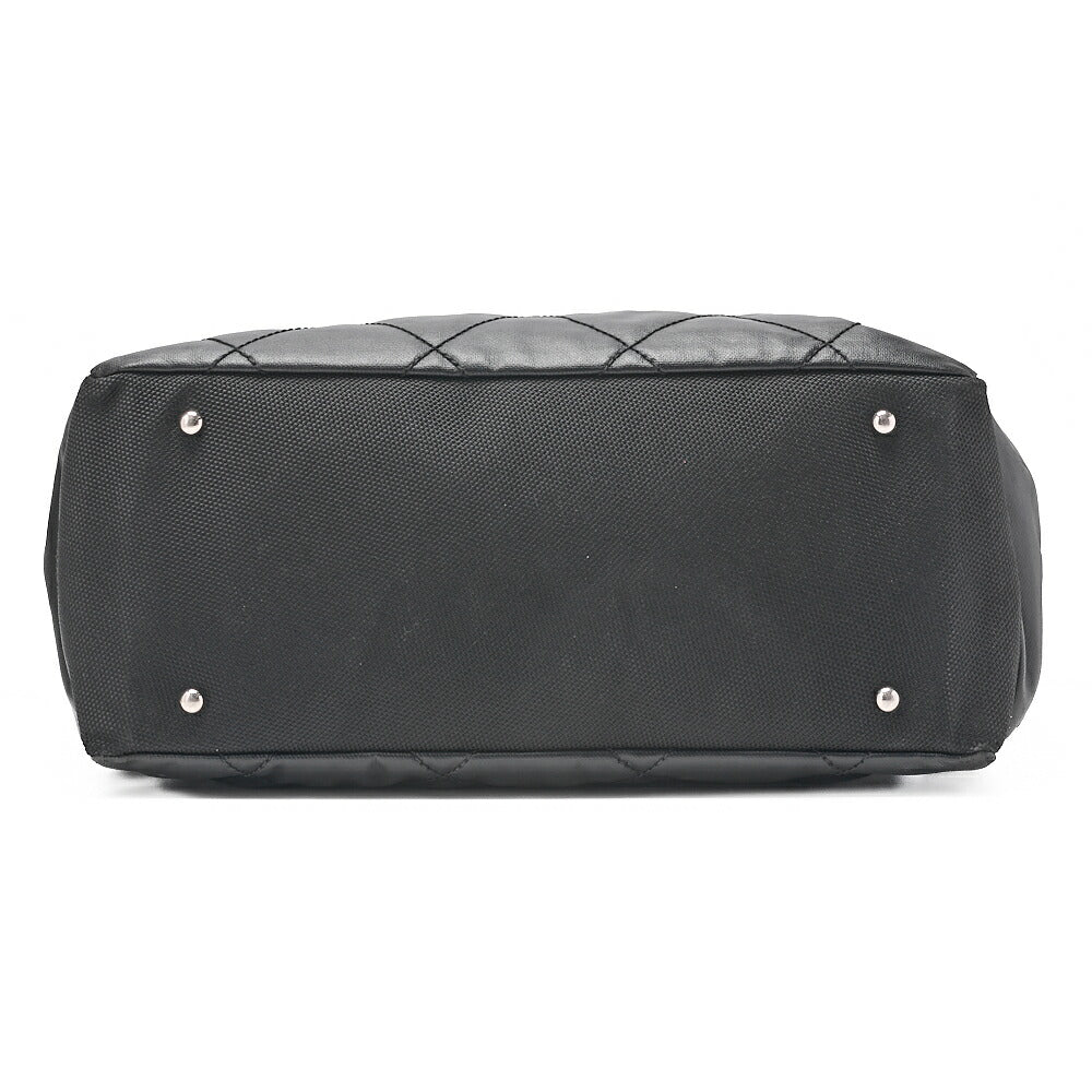 CHANEL Tote Bag Coated Canvas Paris Biarritz GM Coco Charm Black Silver-Tone Hardware, Pre-Owned