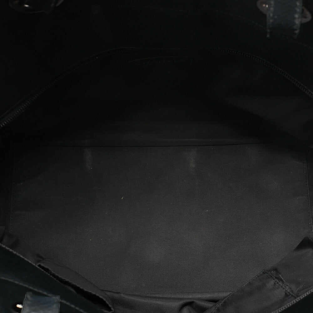 CHANEL Tote Bag Coated Canvas Paris Biarritz GM Coco Charm Black Silver-Tone Hardware, Pre-Owned