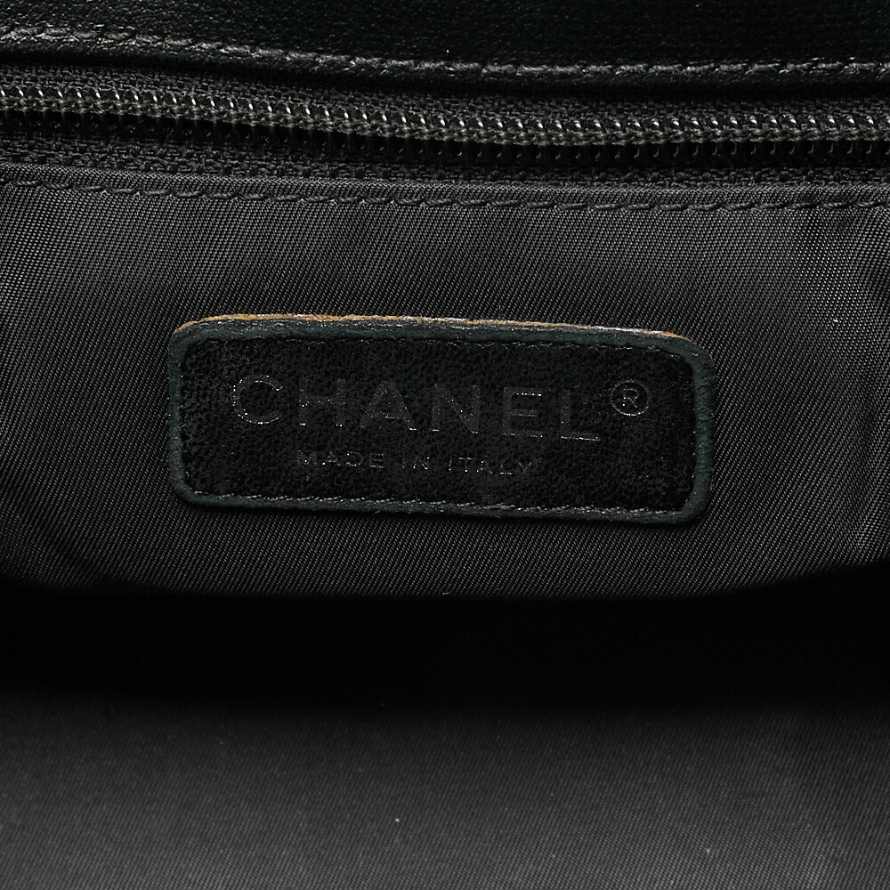 CHANEL Tote Bag Coated Canvas Paris Biarritz GM Coco Charm Black Silver-Tone Hardware, Pre-Owned