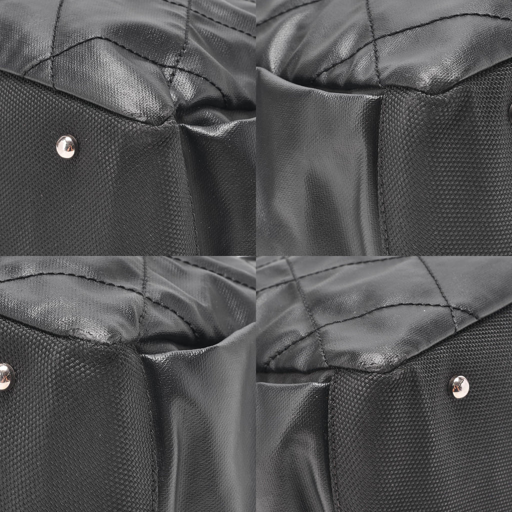CHANEL Tote Bag Coated Canvas Paris Biarritz GM Coco Charm Black Silver-Tone Hardware, Pre-Owned