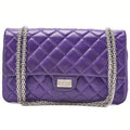 CHANEL Chain Shoulder Bag Matrasse 2.55 Lock Double Flap 2.55 Shoulder Lambskin Purple Silver-Tone Hardware, Pre-Owned