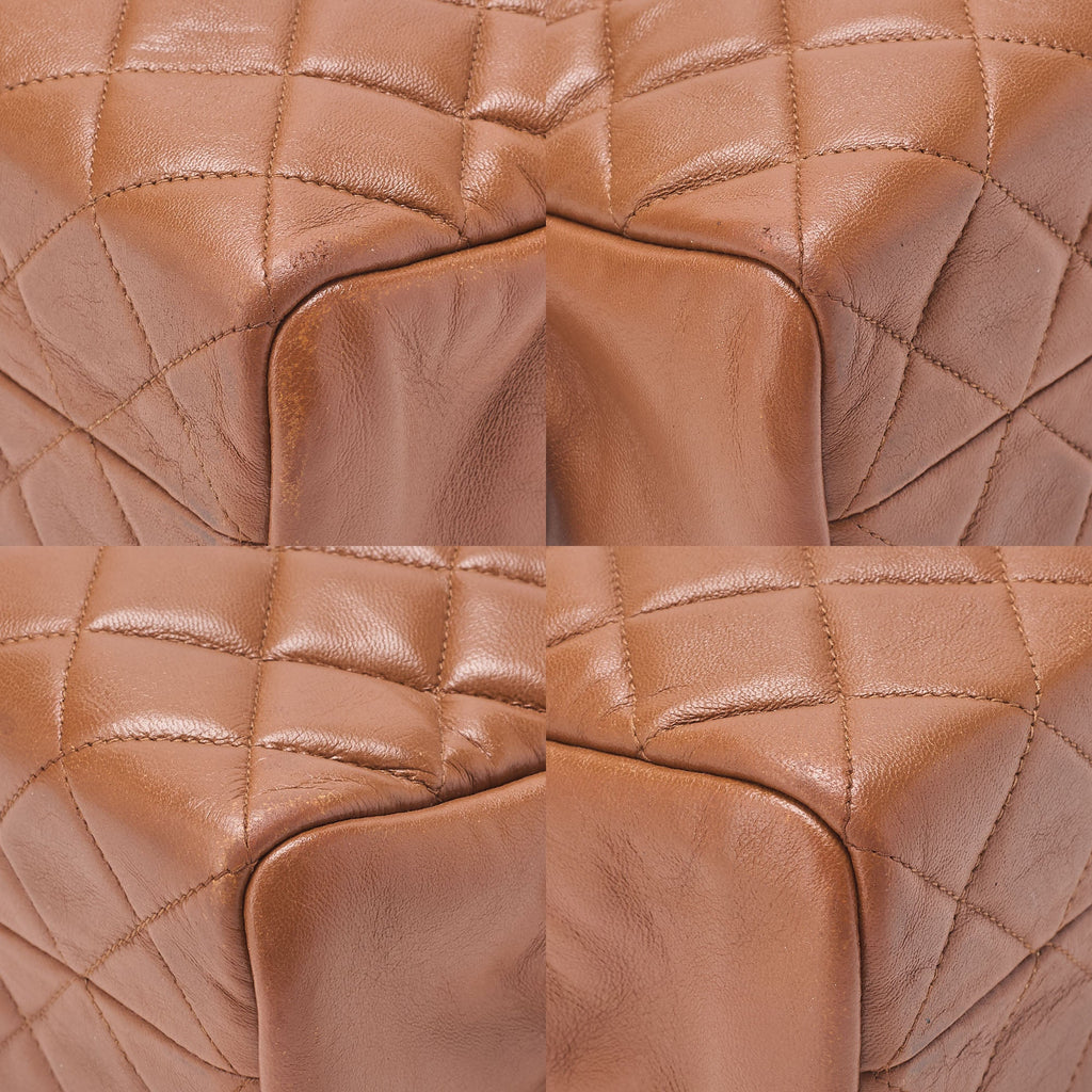 CHANEL Matelasse with Pull Charm Round Double Chain Shoulder Bag Lambskin Brown Gold-Tone Hardware, Pre-Owned