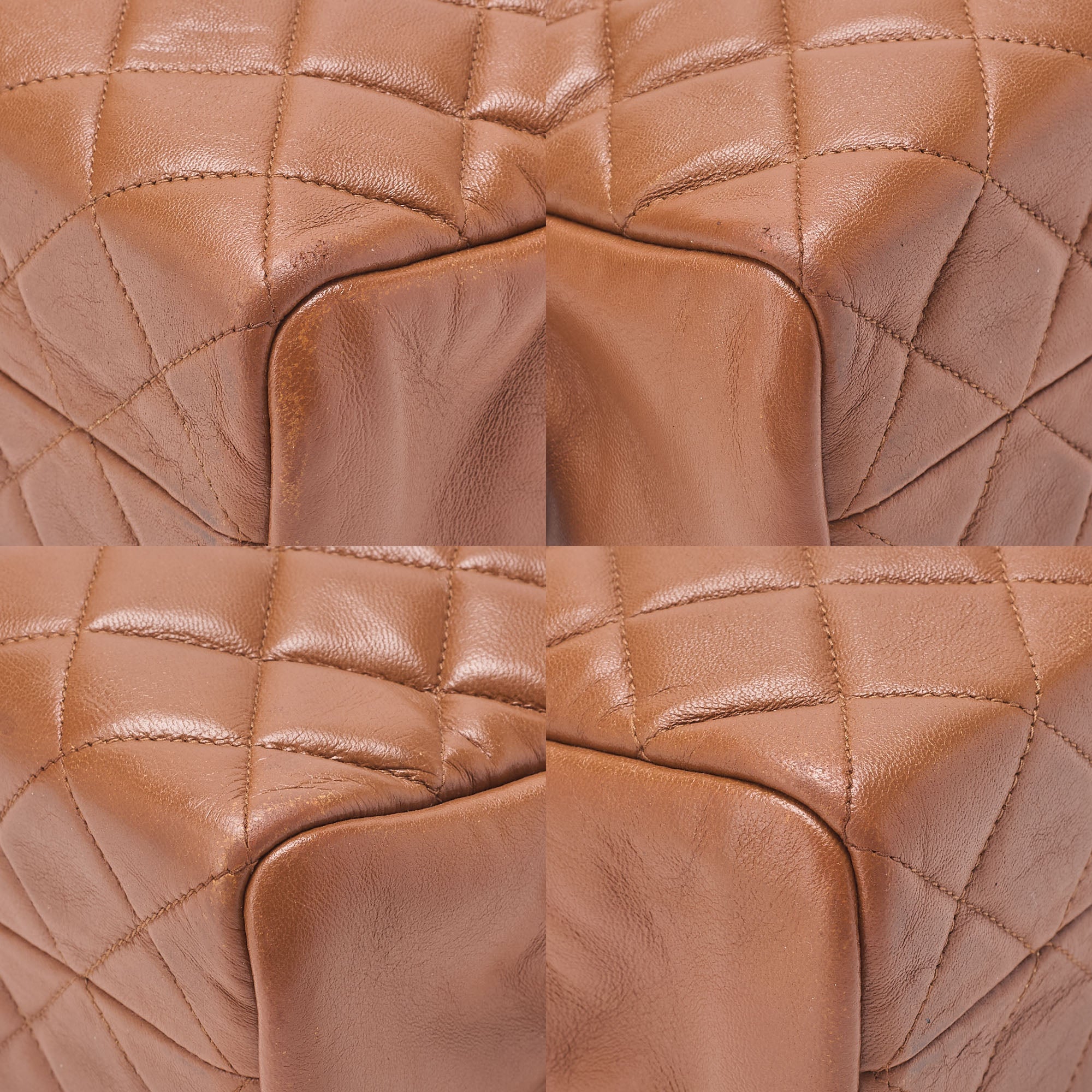 CHANEL Matelasse with Pull Charm Round Double Chain Shoulder Bag Lambskin Brown Gold-Tone Hardware, Pre-Owned