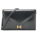 HERMES Shoulder Bag Reedy Push Lock Black Box Calf Gold-Tone Hardware, Pre-Owned
