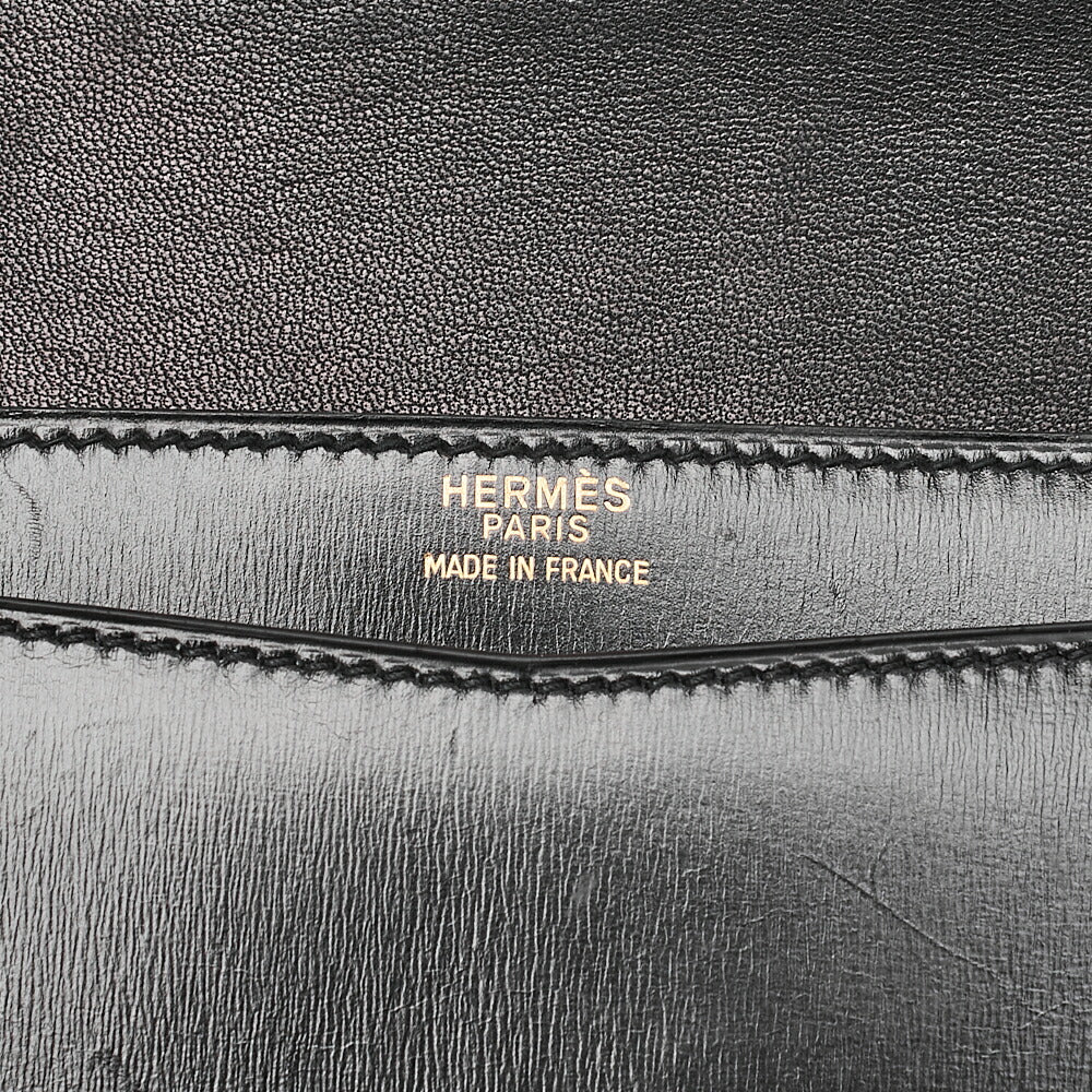 HERMES Shoulder Bag Reedy Push Lock Black Box Calf Gold-Tone Hardware, Pre-Owned