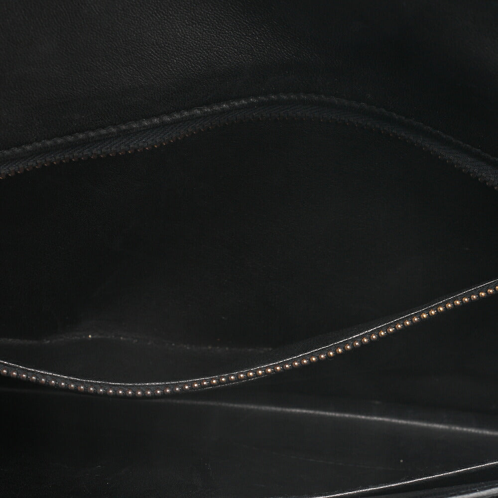 HERMES Shoulder Bag Reedy Push Lock Black Box Calf Gold-Tone Hardware, Pre-Owned