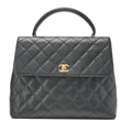 CHANEL Handbag Matelasse Turnlock Kelly Shape Caviar Skin Black Gold-Tone Hardware, Pre-Owned