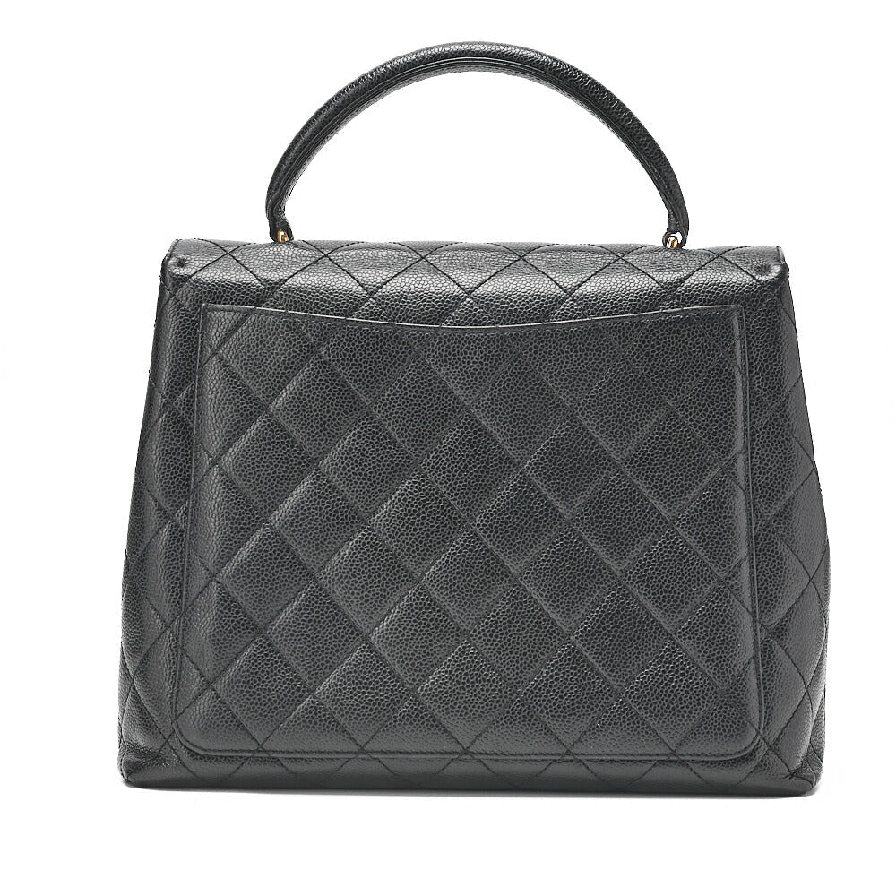 CHANEL Handbag Matelasse Turnlock Kelly Shape Caviar Skin Black Gold-Tone Hardware, Pre-Owned