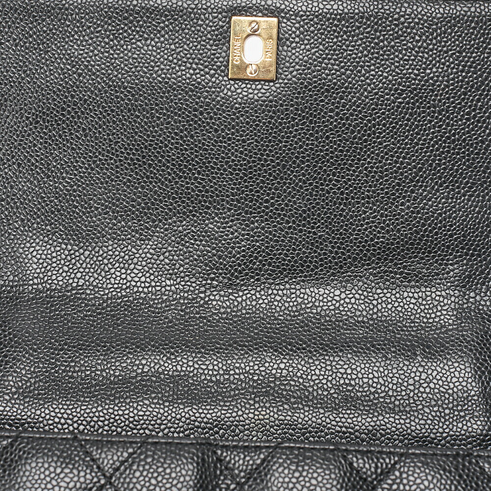 CHANEL Handbag Matelasse Turnlock Kelly Shape Caviar Skin Black Gold-Tone Hardware, Pre-Owned