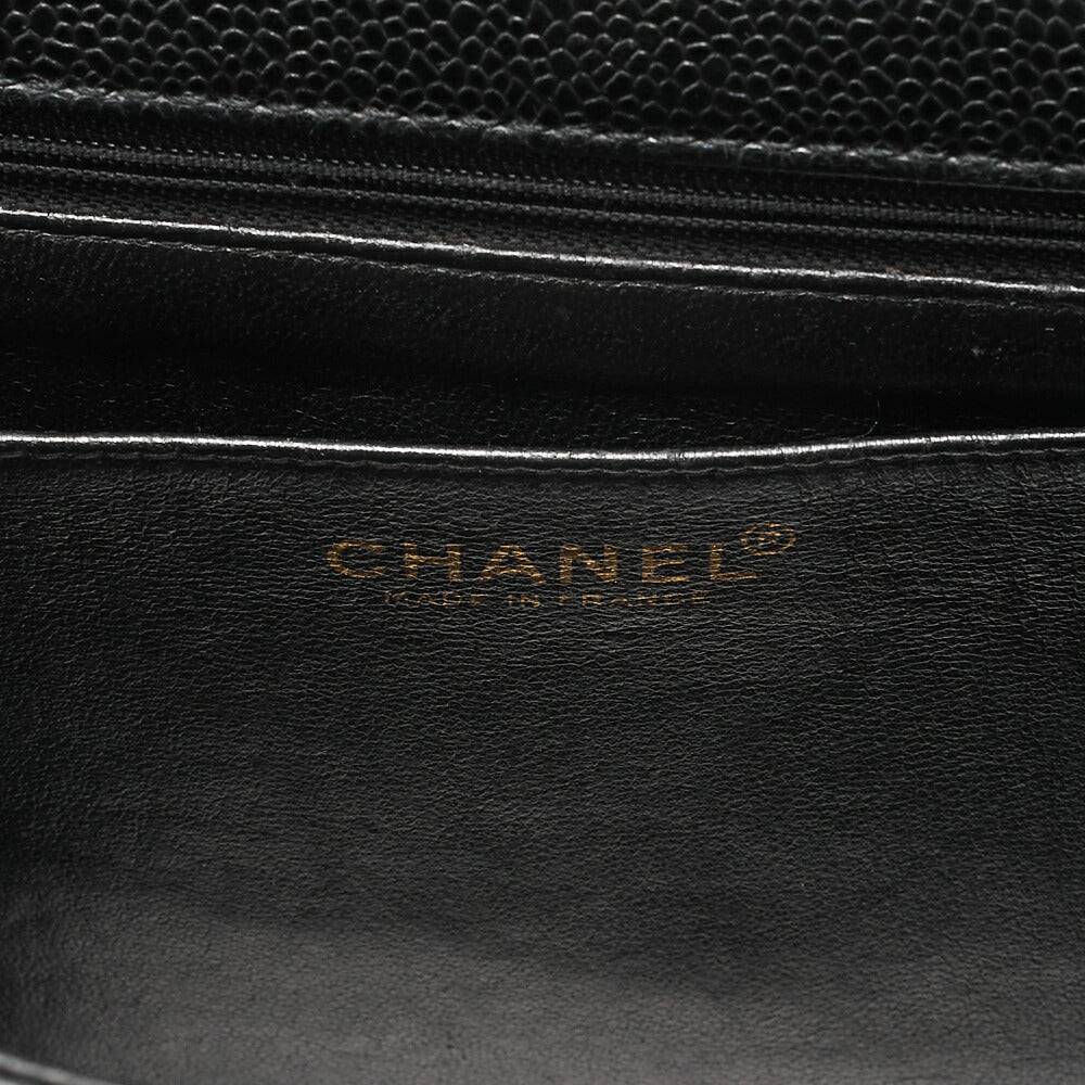 CHANEL Handbag Matelasse Turnlock Kelly Shape Caviar Skin Black Gold-Tone Hardware, Pre-Owned