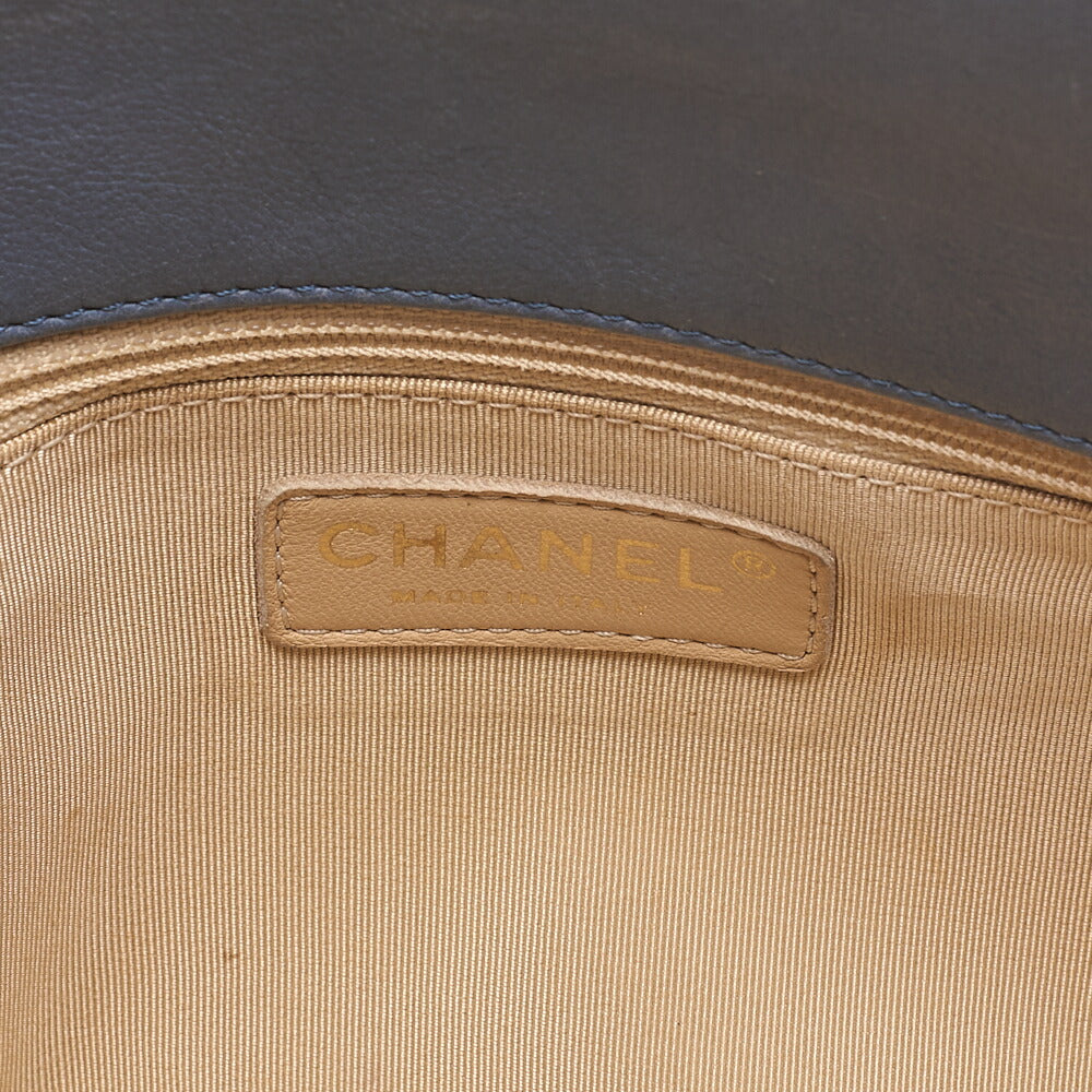 CHANEL Chain Tote Bag Cocomark Matrasse Lambskin Navy Gold-Tone Hardware, Pre-Owned