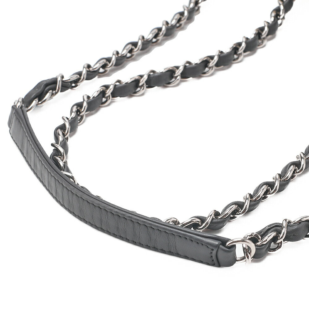 CHANEL Caviar Skin Matelasse 25cm Single Flap Chain Shoulder Beige X Grey Silver-Tone Hardware, Pre-Owned