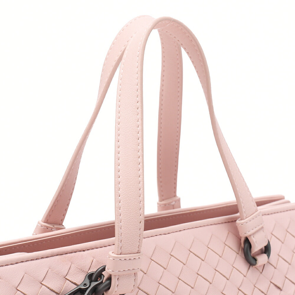 BOTTEGA VENETA Bottega Lambskin Intrecciato 2-Way Handbag Pink Black-Tone Hardware, Pre-Owned